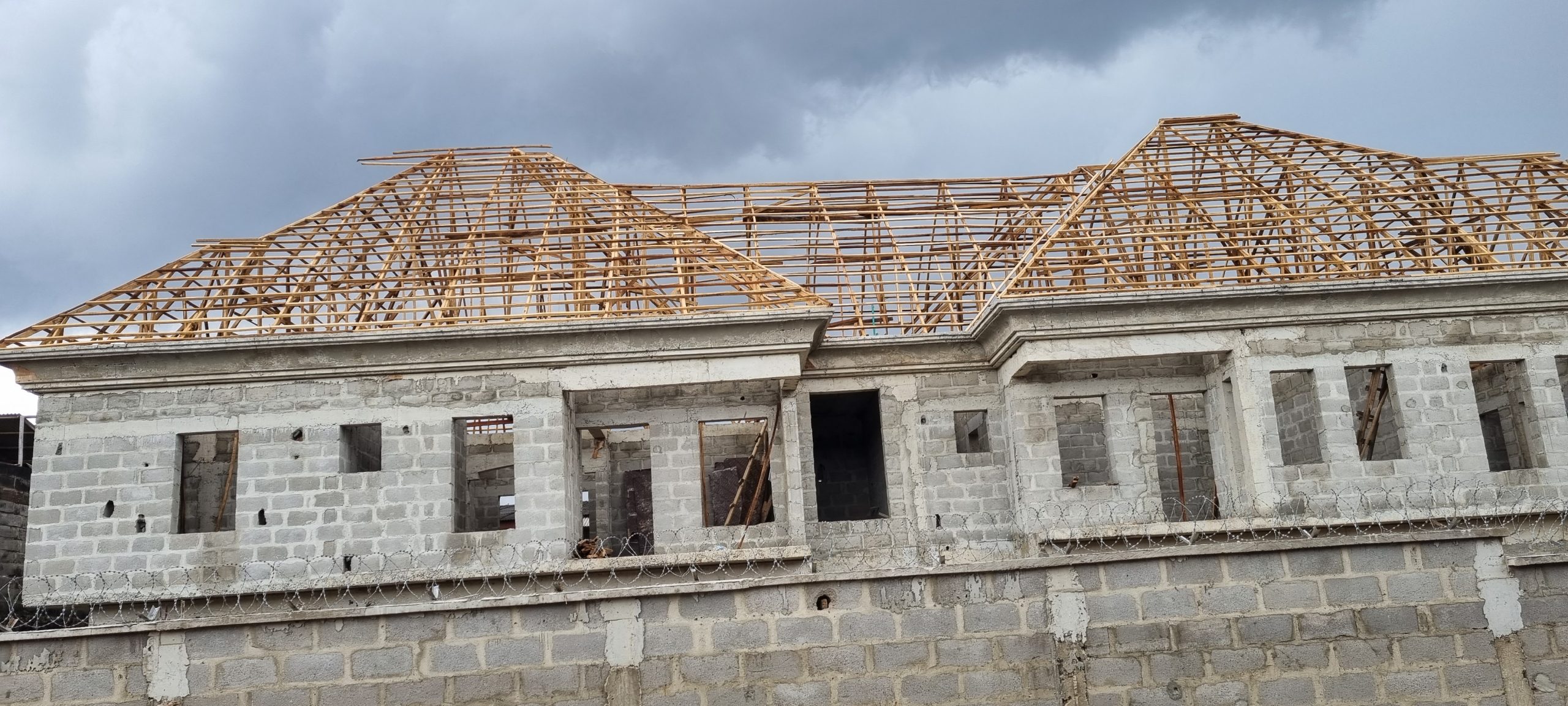 Roof Carcass of Semi Detached Duplex at Idimu, Lagos, Nigeria